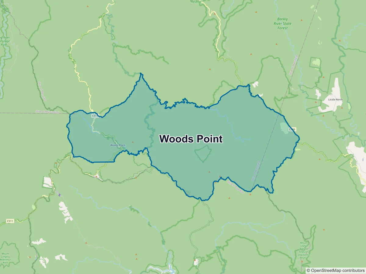 Map of Woods Point, VIC, Australia