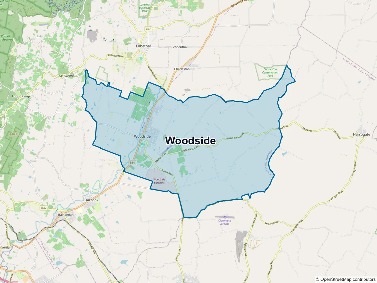 Map of Woodside, SA, Australia