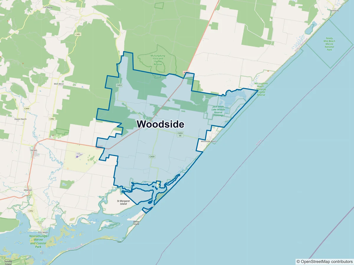 Map of Woodside, VIC, Australia