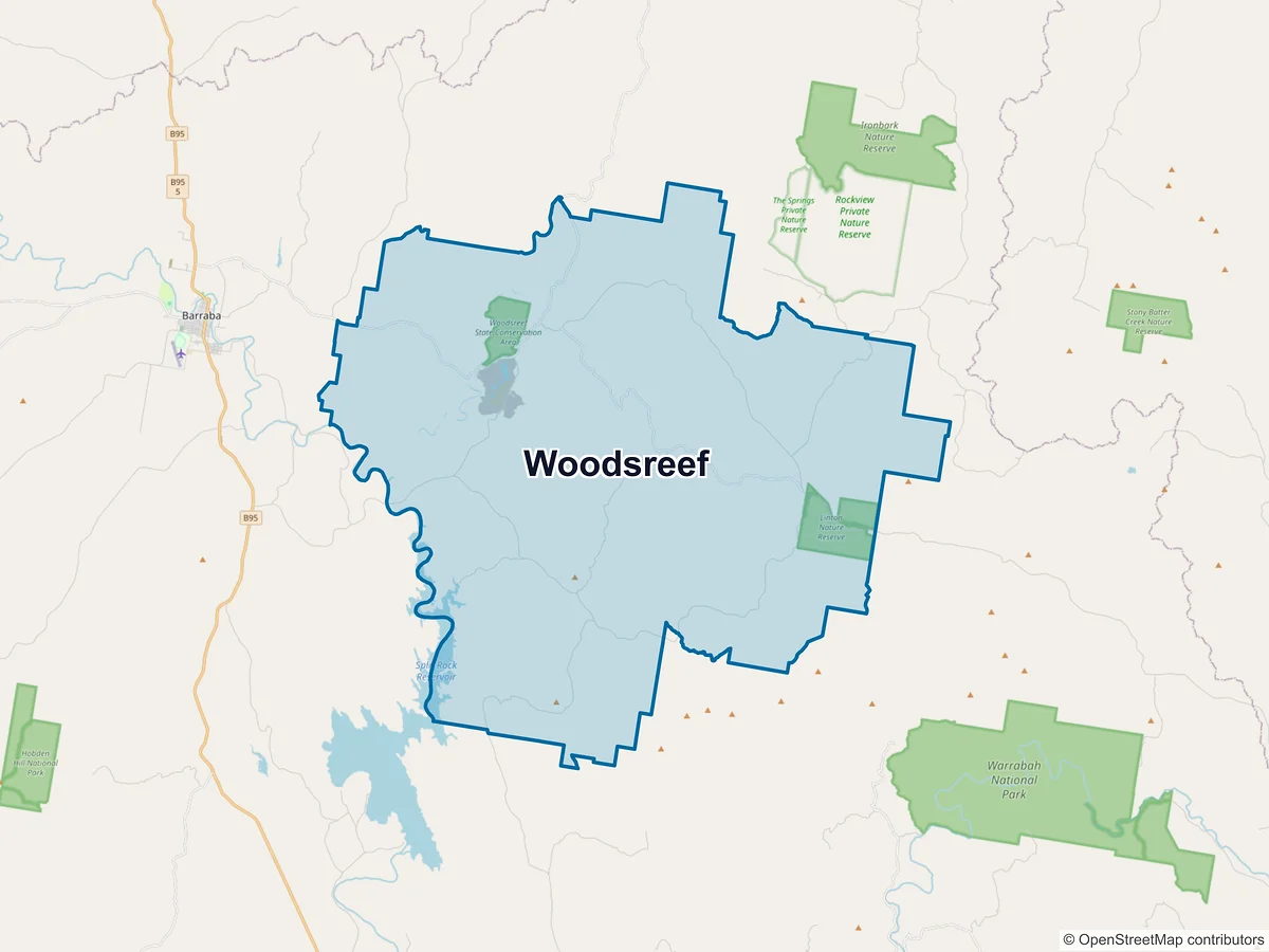 Map of Woodsreef, NSW, Australia