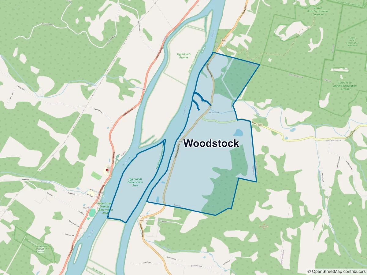 Map of Woodstock, TAS, Australia