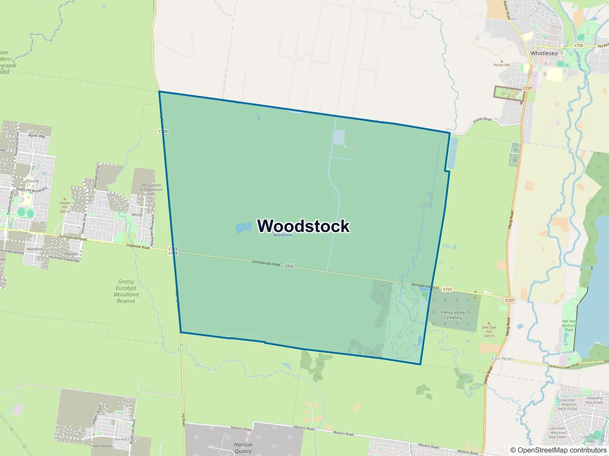 Map of Woodstock, VIC, Australia