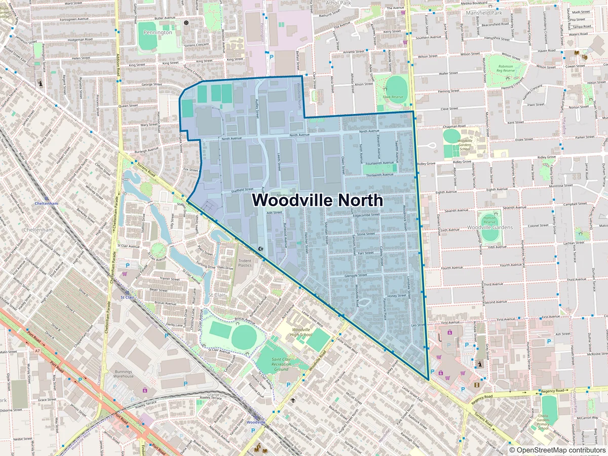 Map of Woodville North, SA, Australia