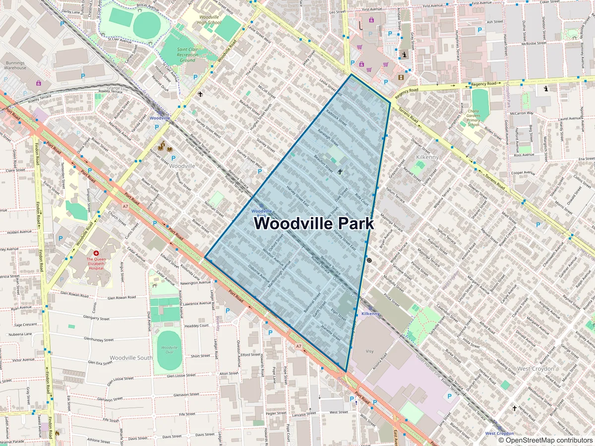 Map of Woodville Park, SA, Australia