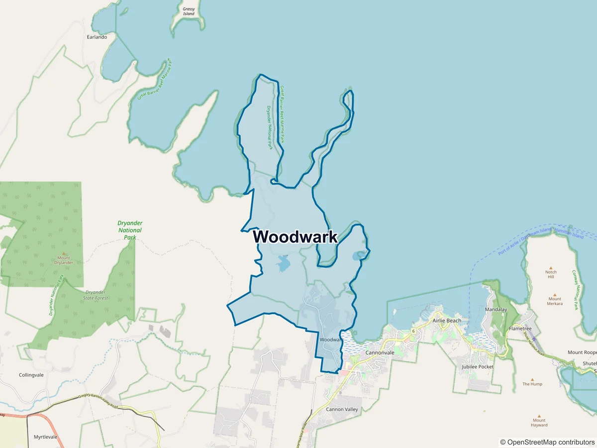 Map of Woodwark, QLD, Australia
