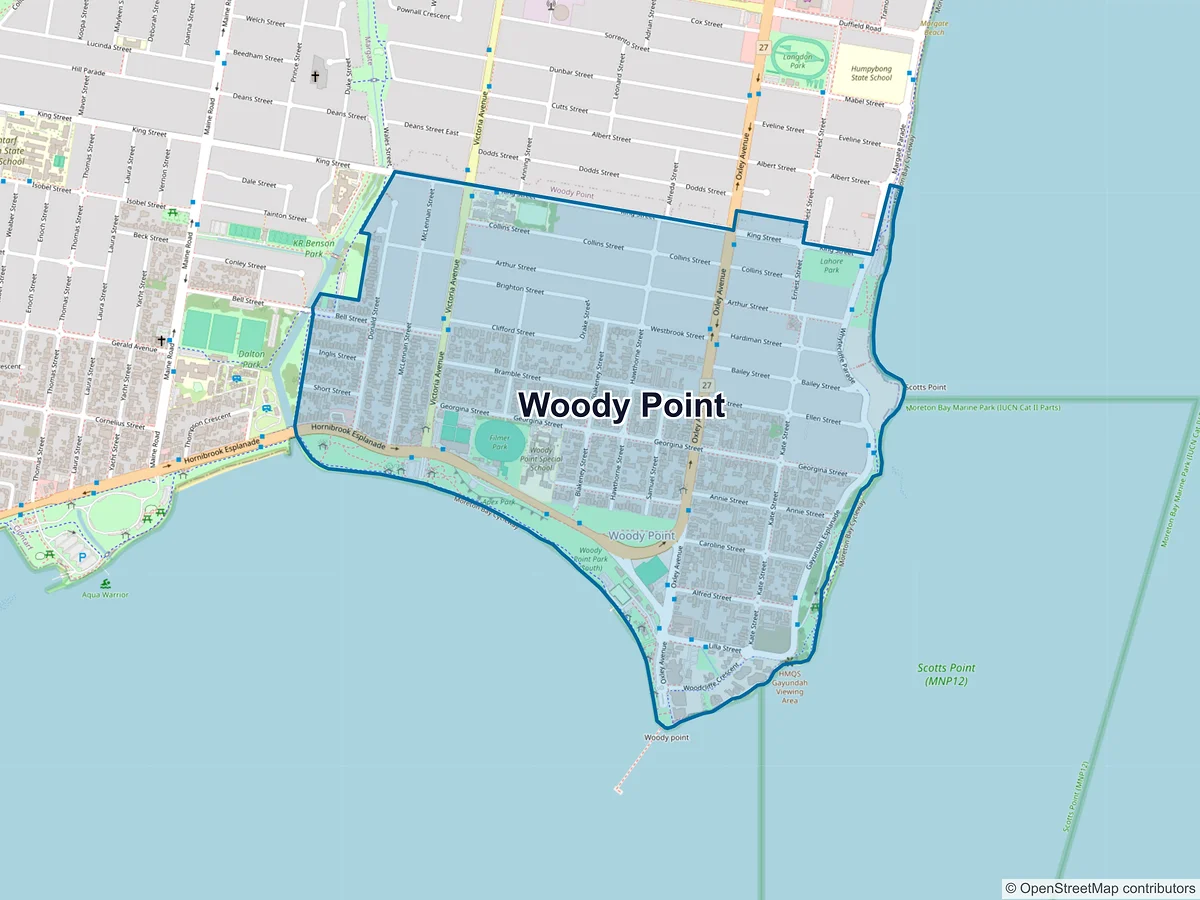 Map of Woody Point, QLD, Australia