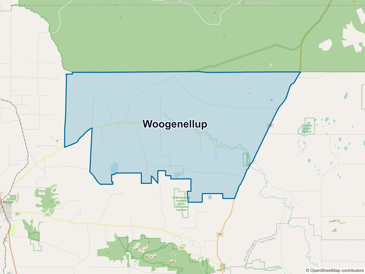 Map of Woogenellup, WA, Australia