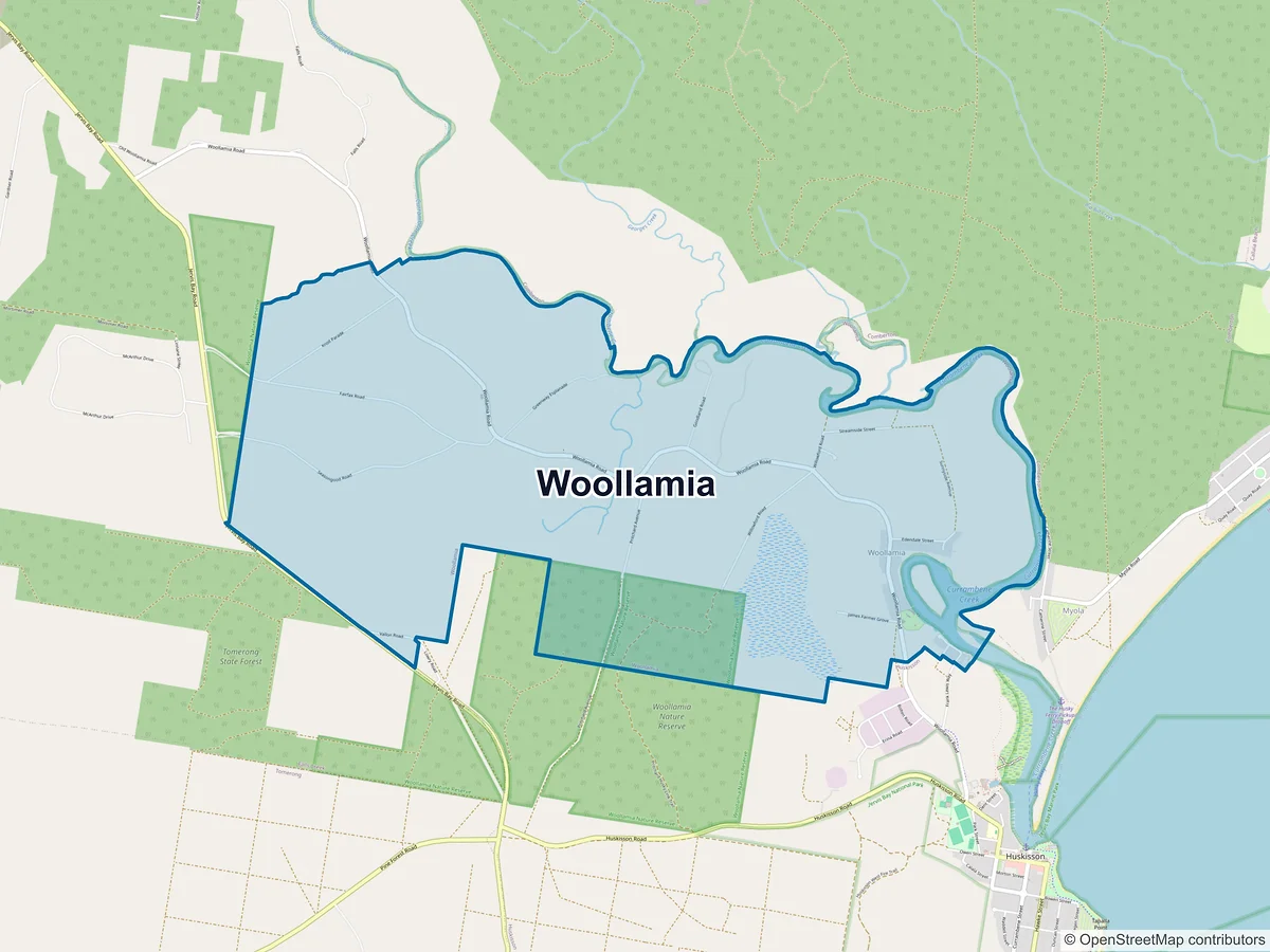 Map of Woollamia, NSW, Australia