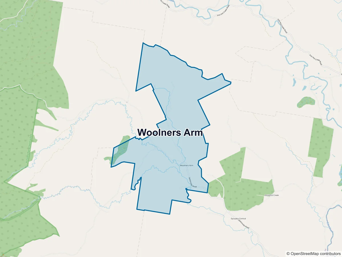 Map of Woolners Arm, NSW, Australia