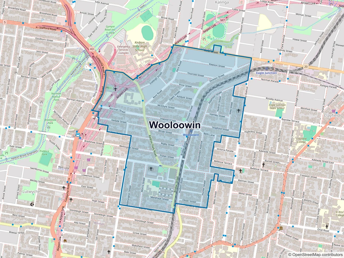 Map of Wooloowin, QLD, Australia