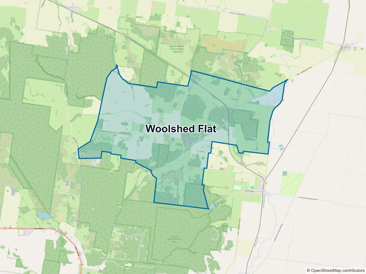 Map of Woolshed Flat, VIC, Australia