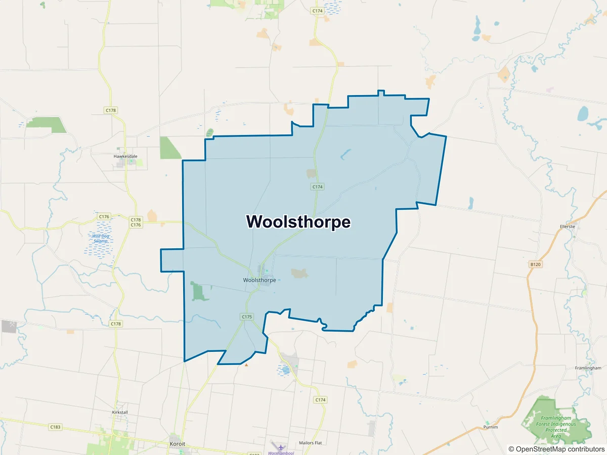 Map of Woolsthorpe, VIC, Australia