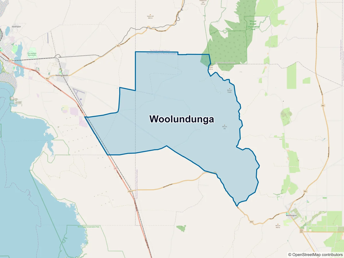 Map of Woolundunga, SA, Australia