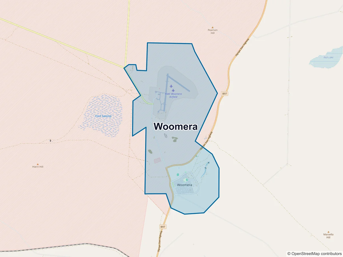 Map of Woomera, SA, Australia