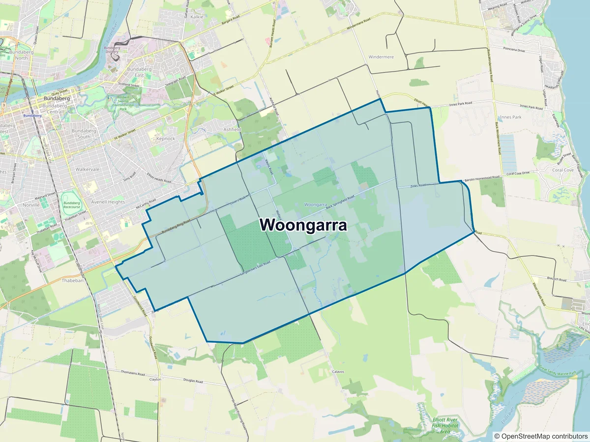 Map of Woongarra, QLD, Australia
