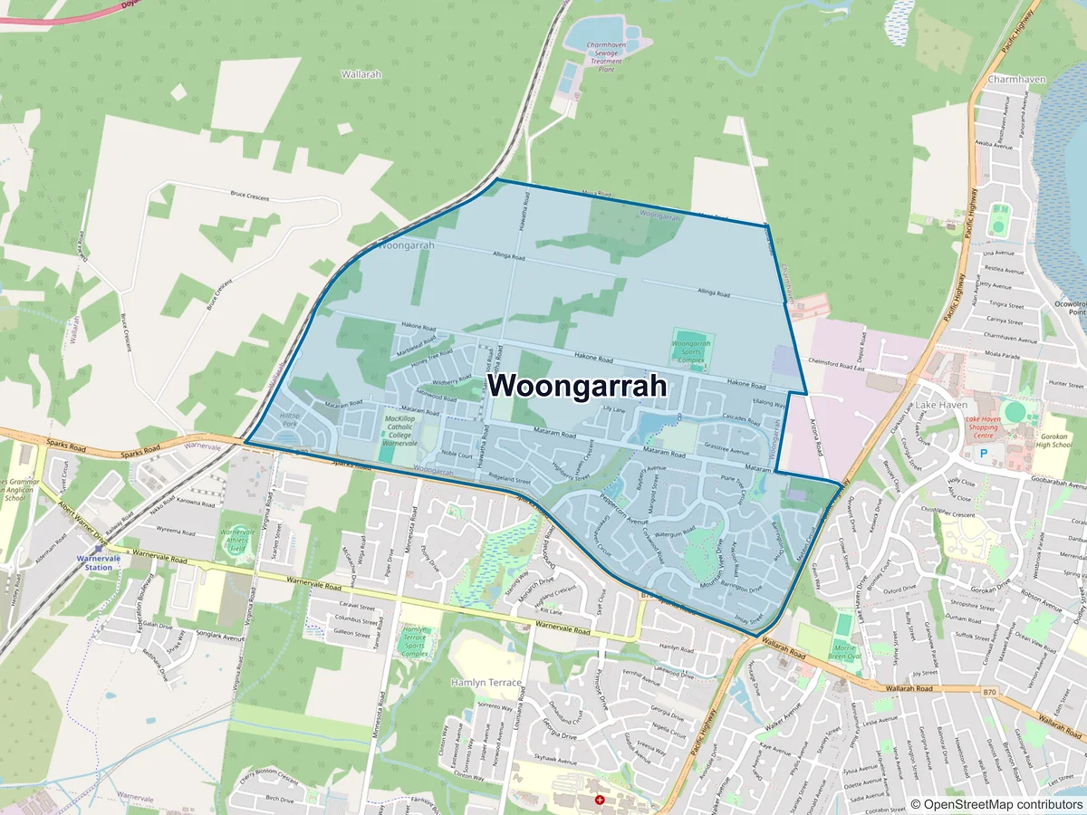 Map of Woongarrah, NSW, Australia