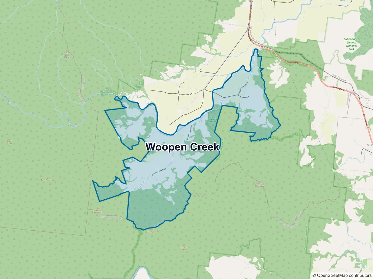 Map of Woopen Creek, QLD, Australia