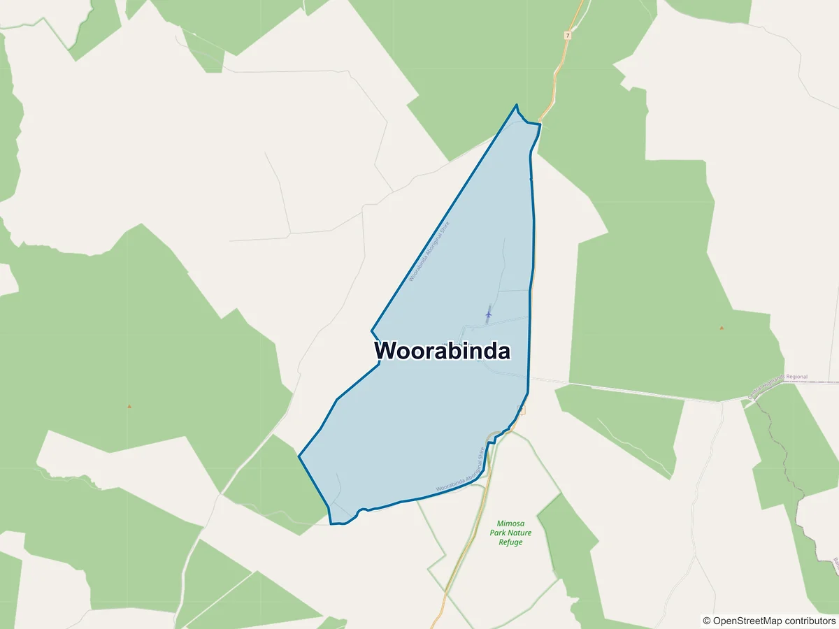 Map of Woorabinda, QLD, Australia