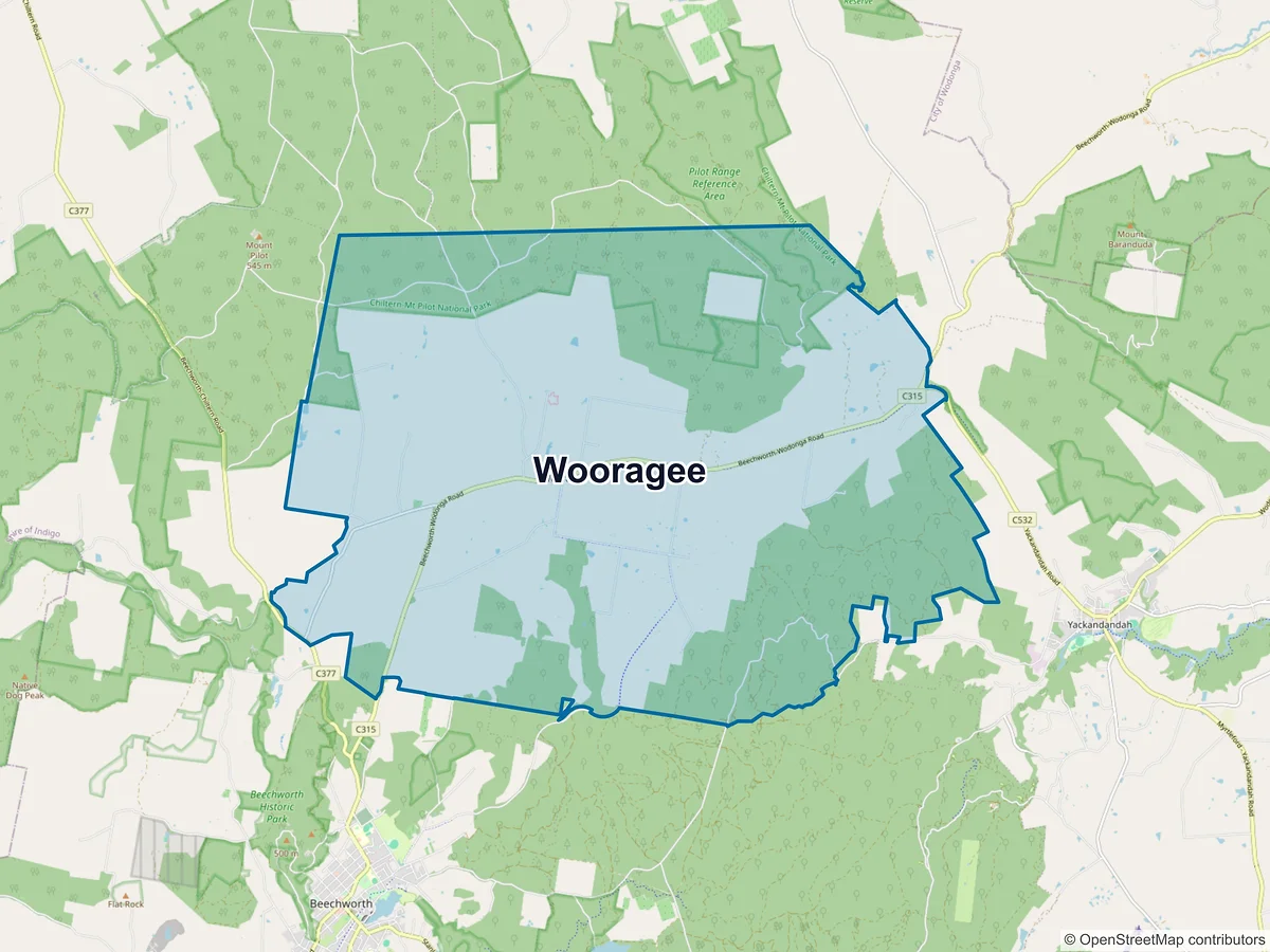 Map of Wooragee, VIC, Australia