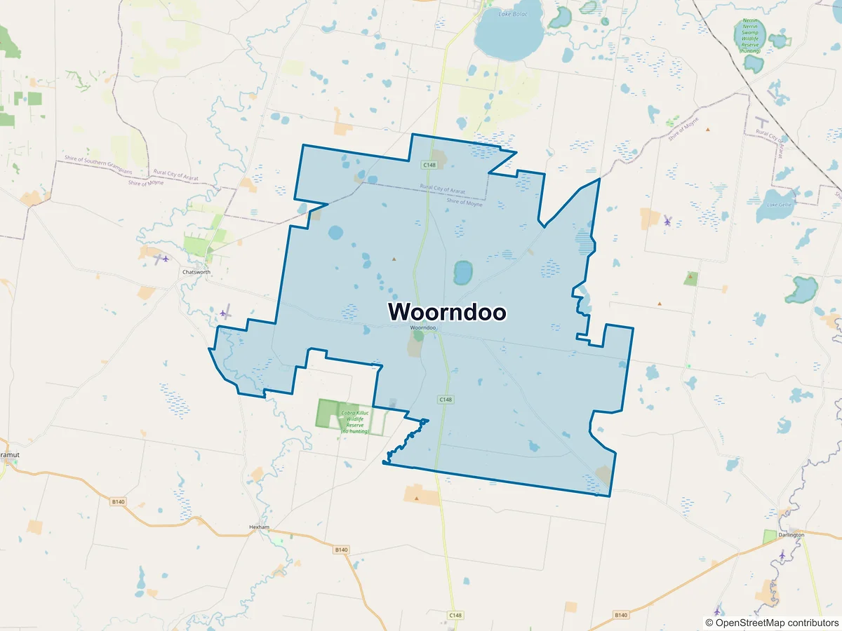 Map of Woorndoo, VIC, Australia
