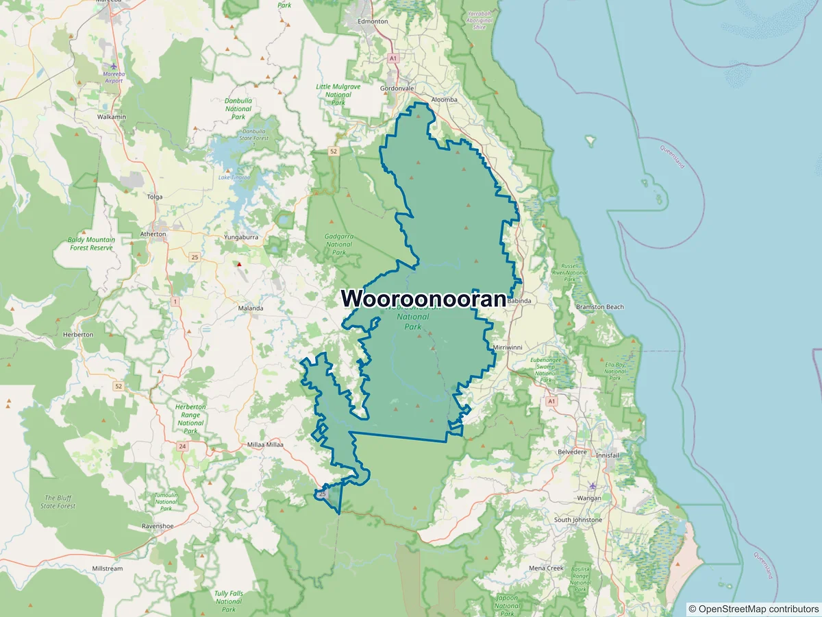 Map of Wooroonooran, QLD, Australia