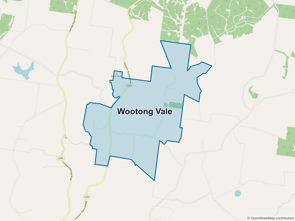 Map of Wootong Vale, VIC, Australia