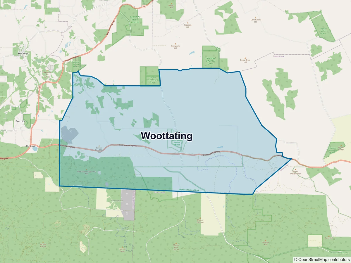 Map of Woottating, WA, Australia