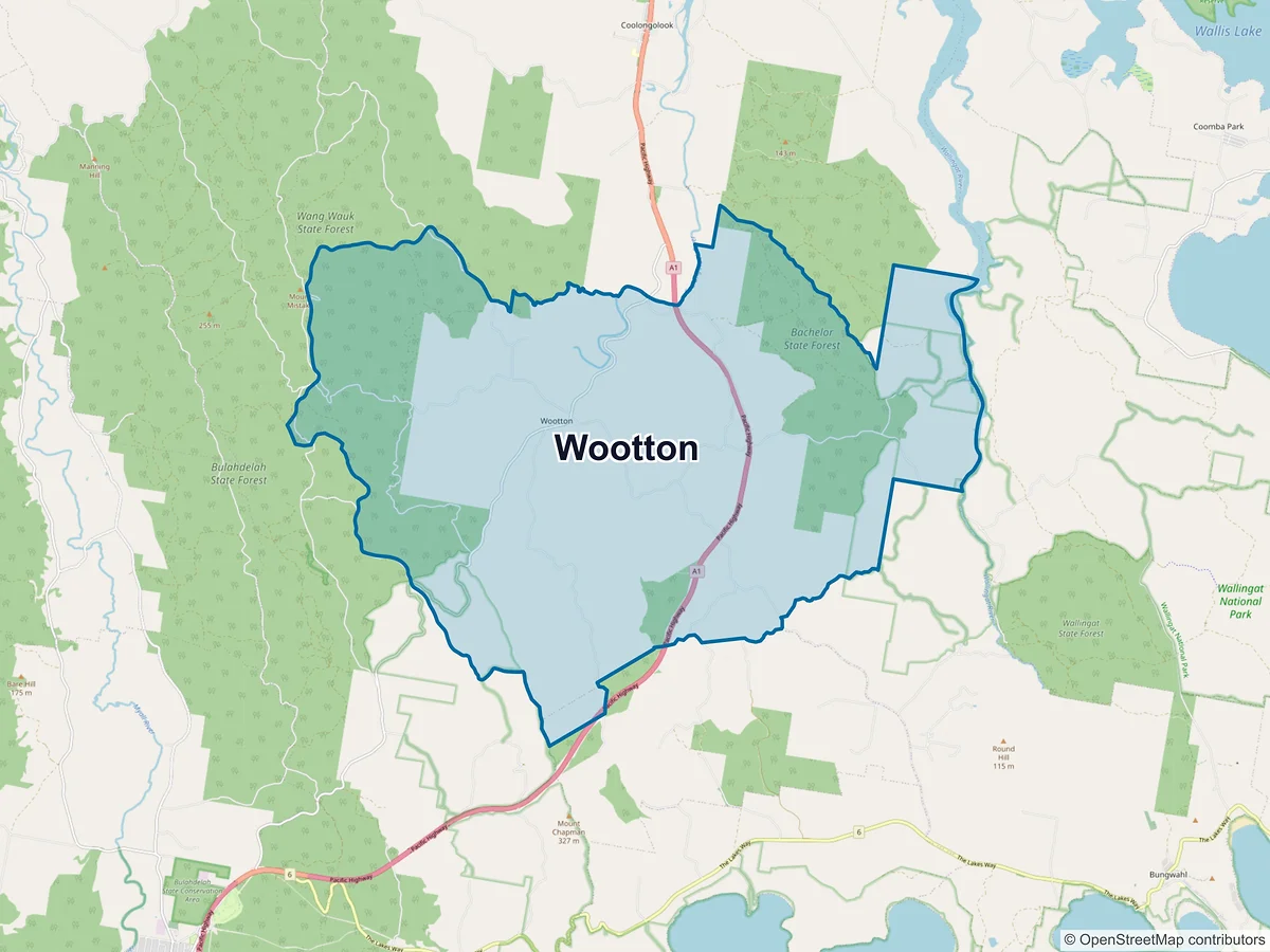 Map of Wootton, NSW, Australia