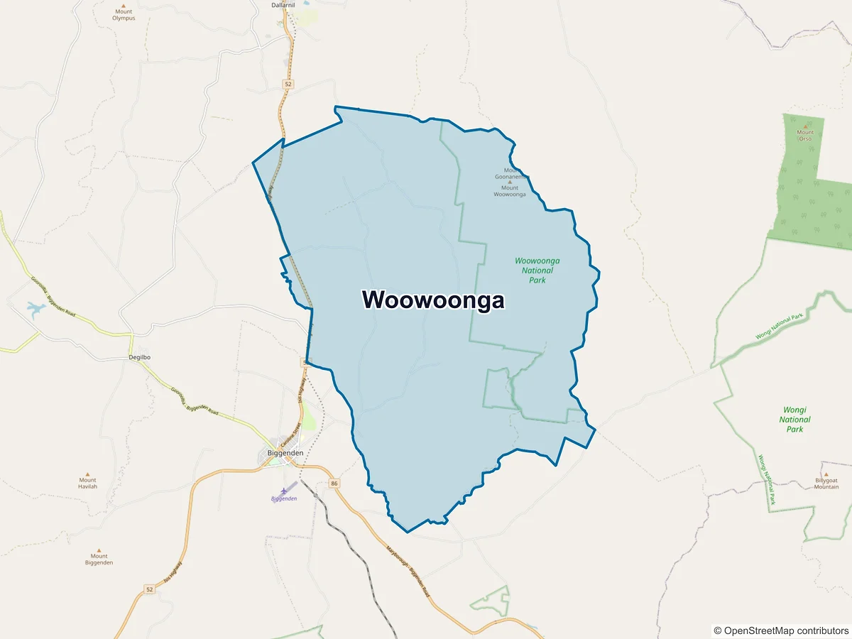 Map of Woowoonga, QLD, Australia