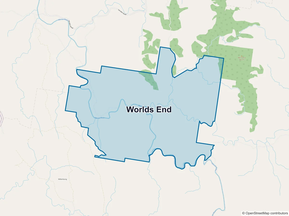 Map of Worlds End, NSW, Australia