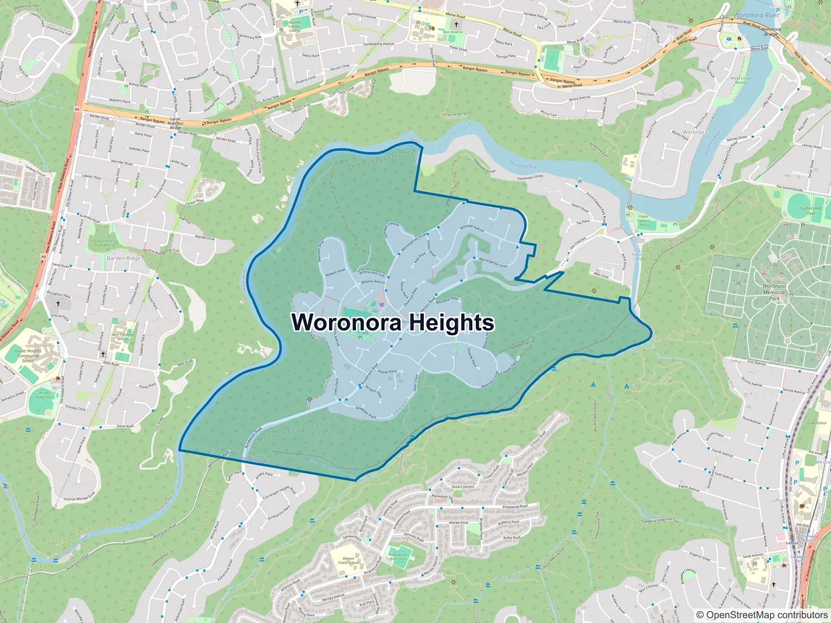 Map of Woronora Heights, NSW, Australia