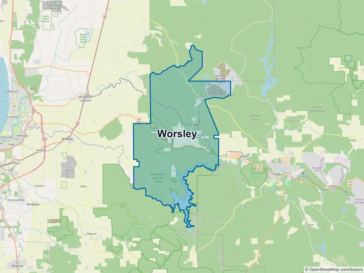 Map of Worsley, WA, Australia