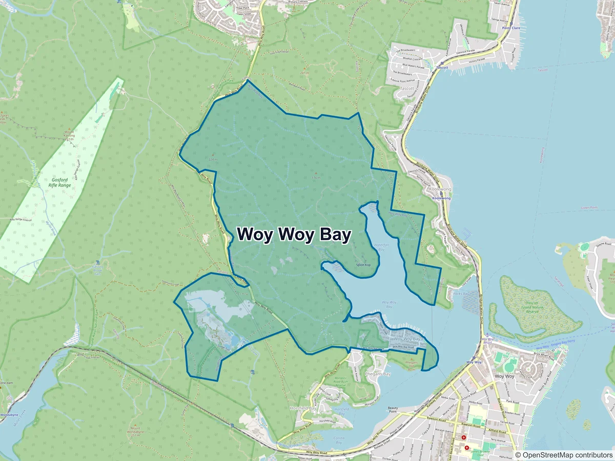 Map of Woy Woy Bay, NSW, Australia