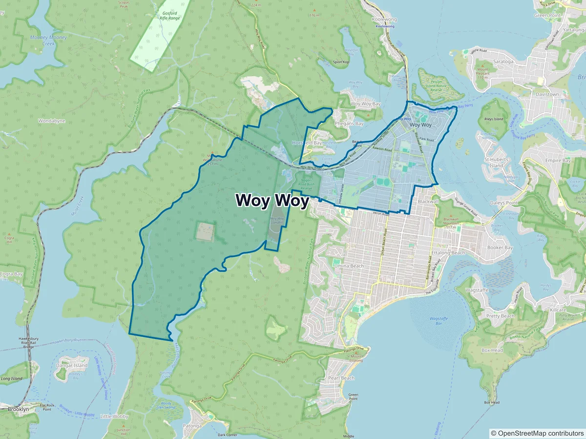 Map of Woy Woy, NSW, Australia