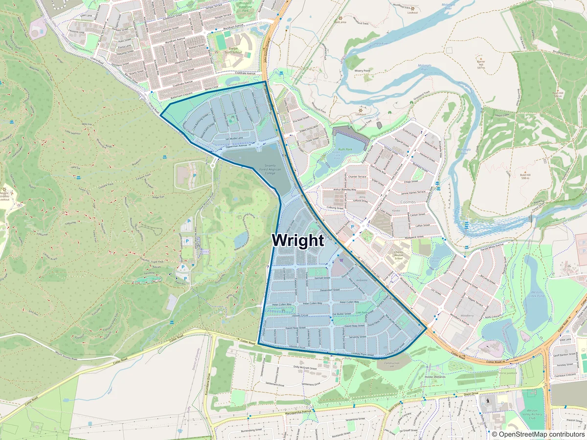Map of Wright, ACT, Australia