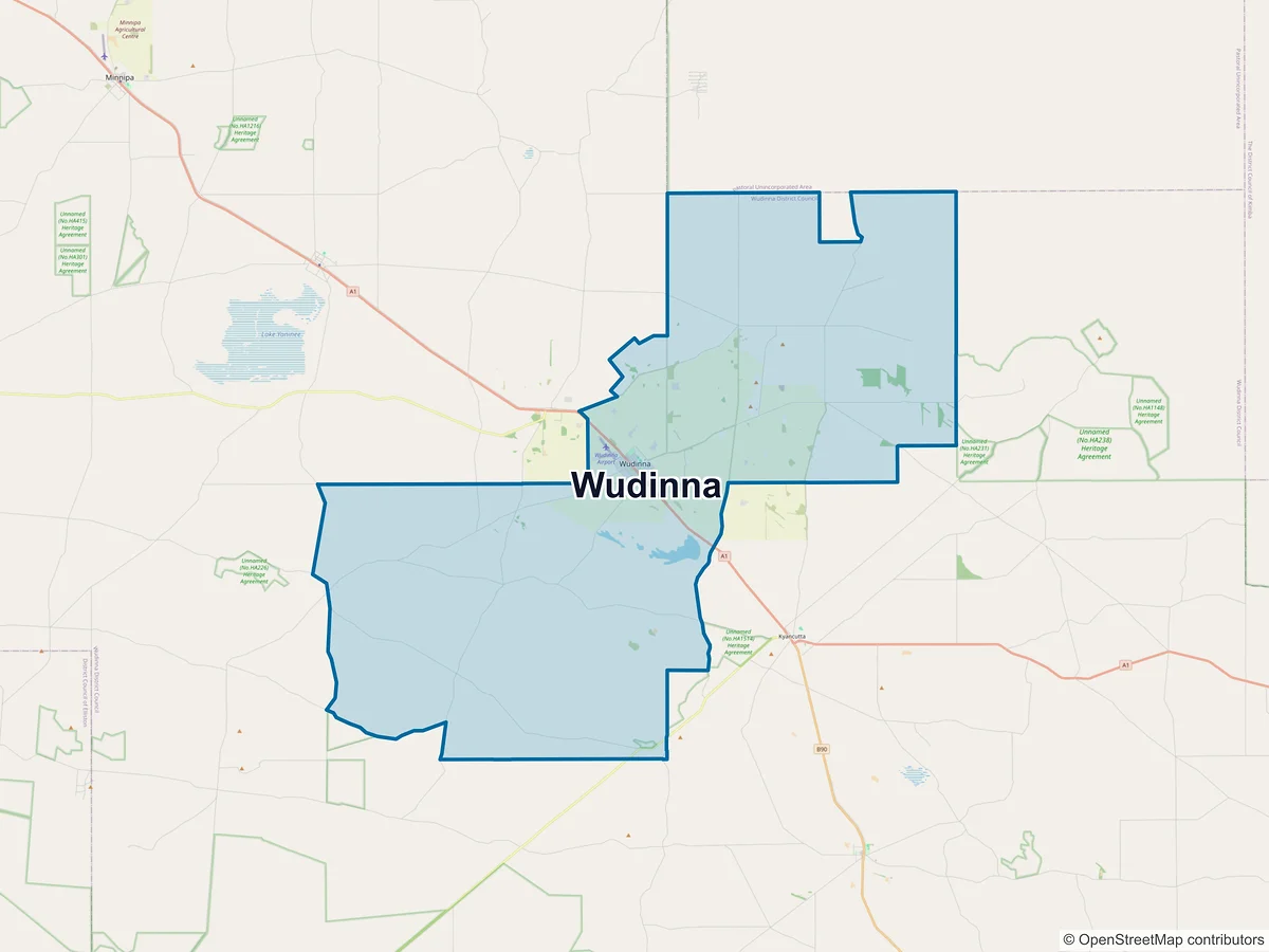 Map of Wudinna, SA, Australia