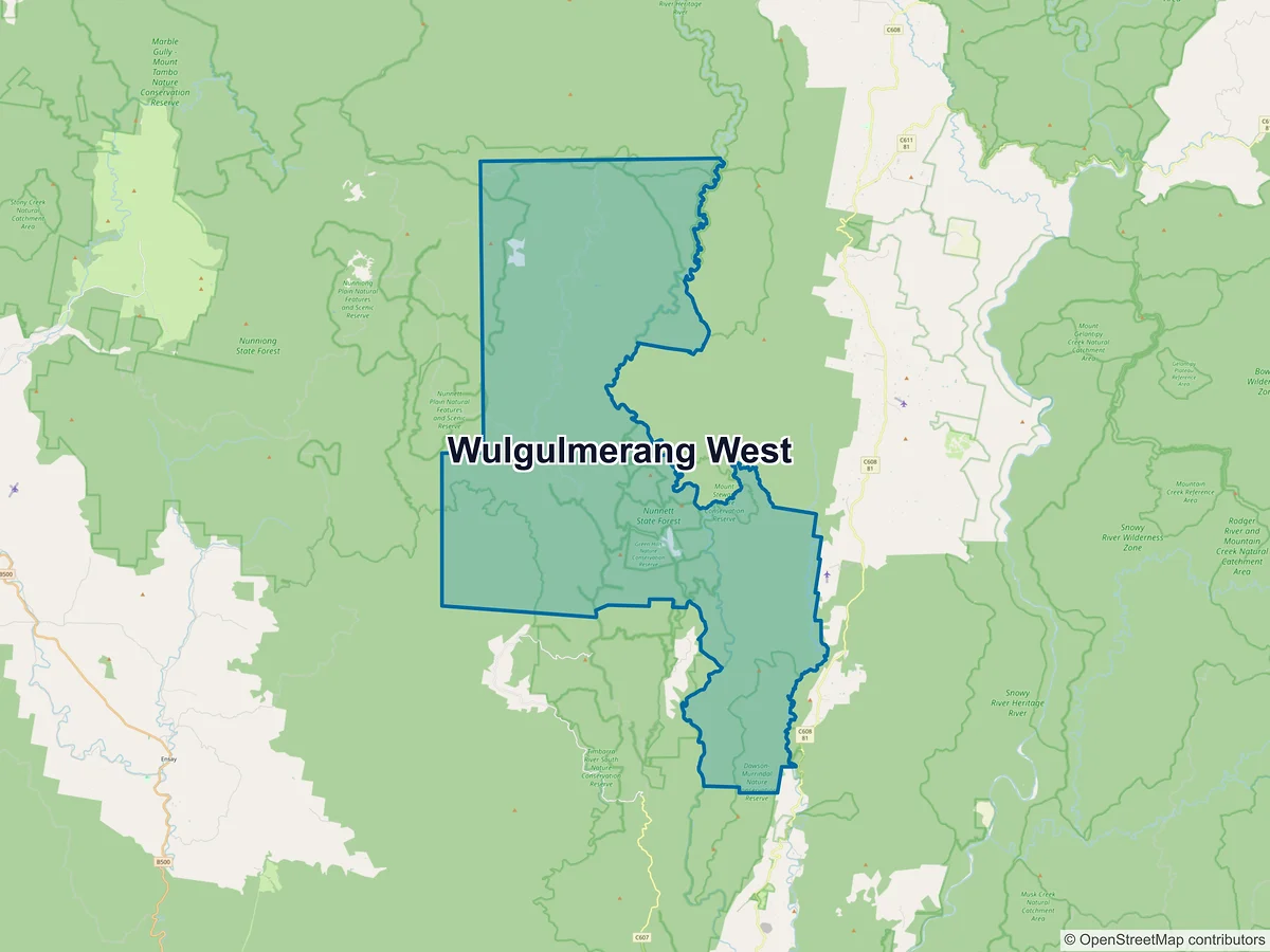 Map of Wulgulmerang West, VIC, Australia