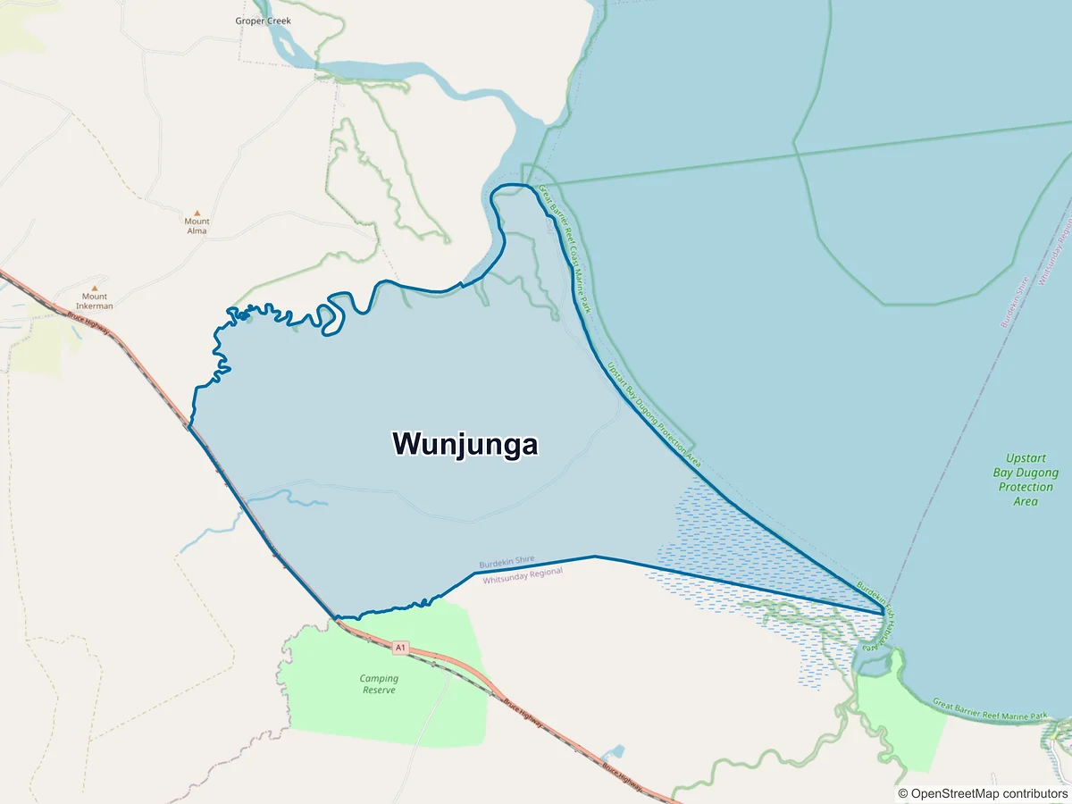 Map of Wunjunga, QLD, Australia