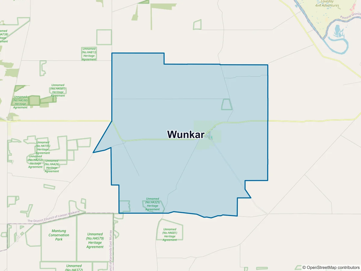 Map of Wunkar, SA, Australia