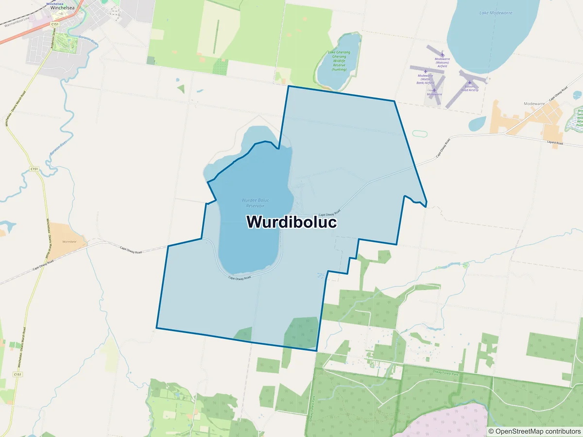 Map of Wurdiboluc, VIC, Australia