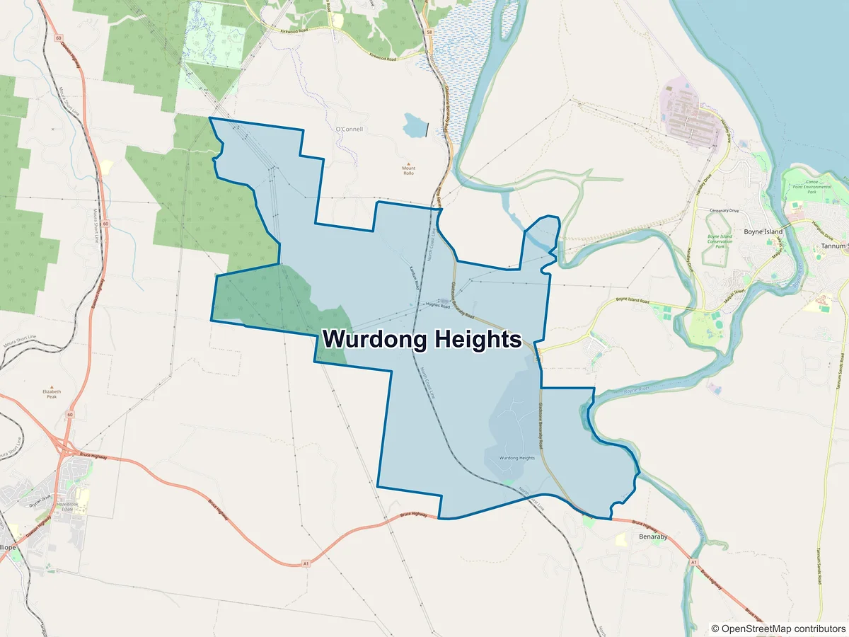Map of Wurdong Heights, QLD, Australia