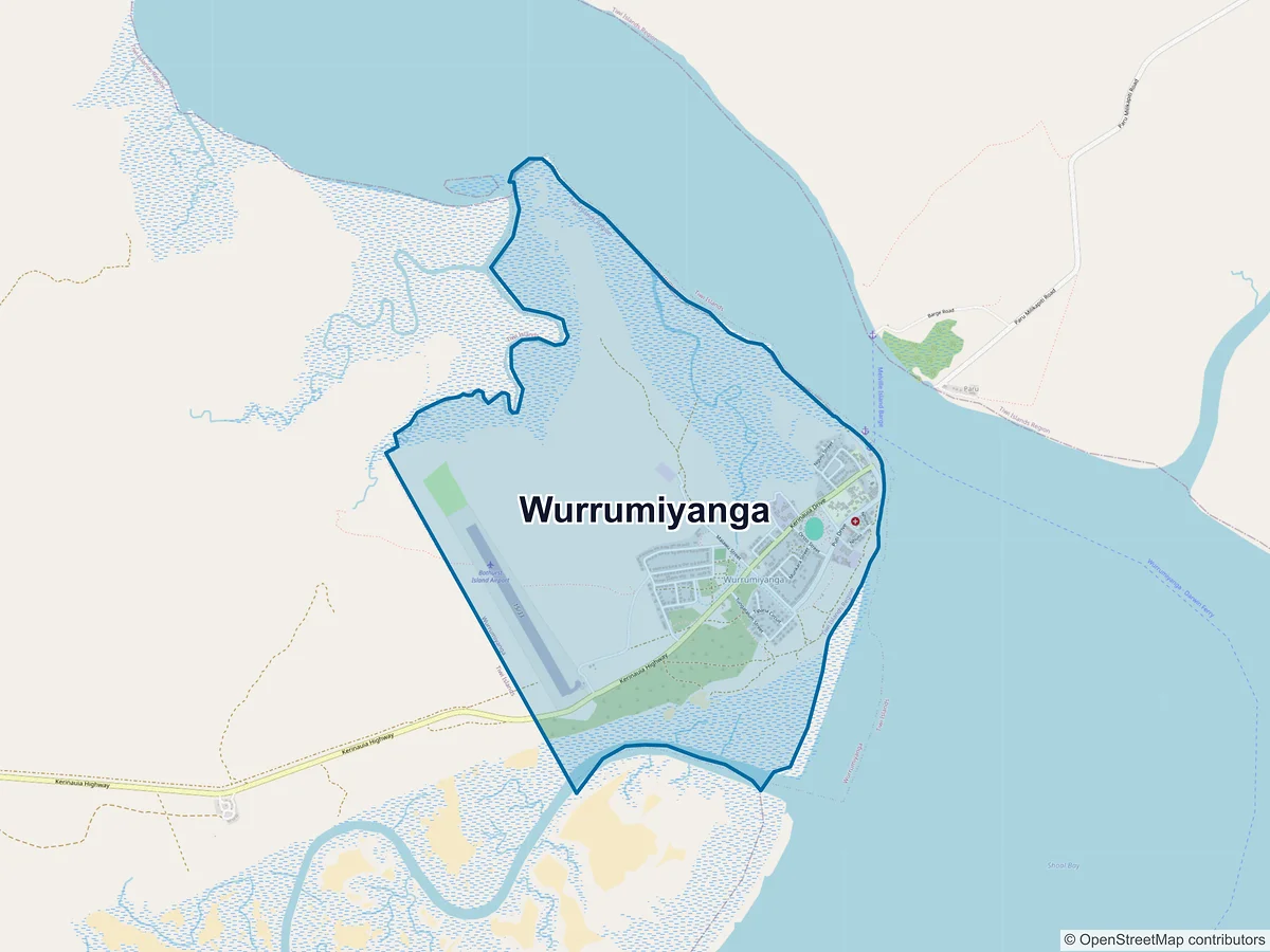 Map of Wurrumiyanga, NT, Australia