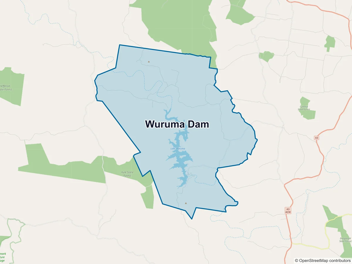 Map of Wuruma Dam, QLD, Australia