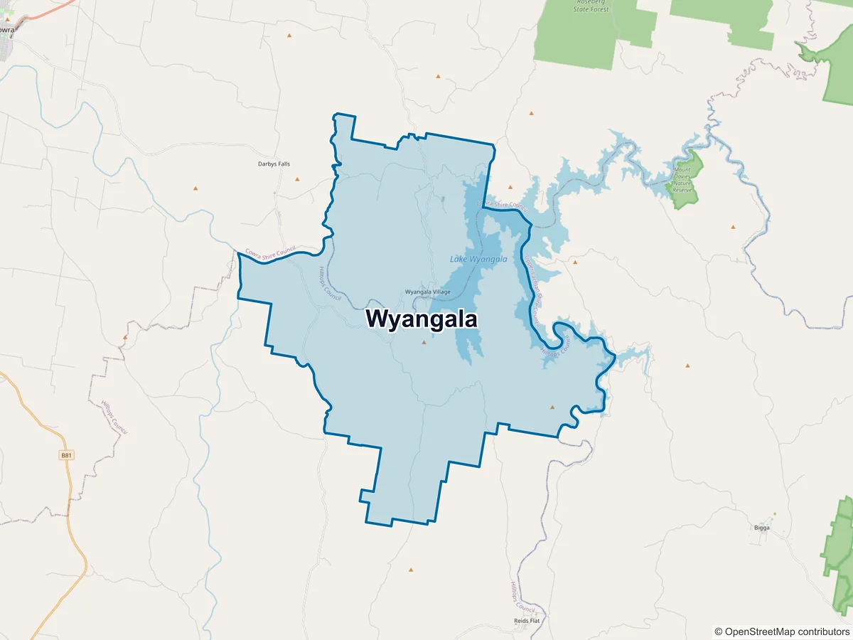 Map of Wyangala, NSW, Australia
