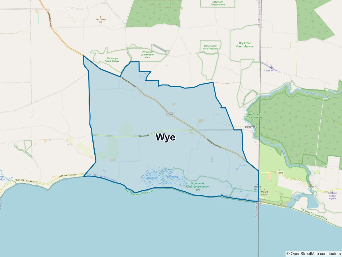 Map of Wye, SA, Australia