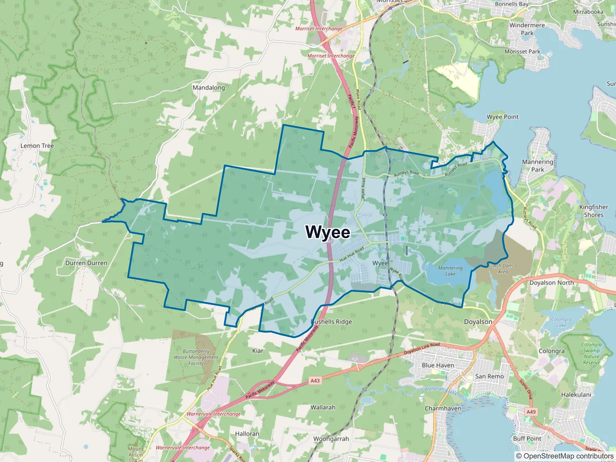 Map of Wyee, NSW, Australia