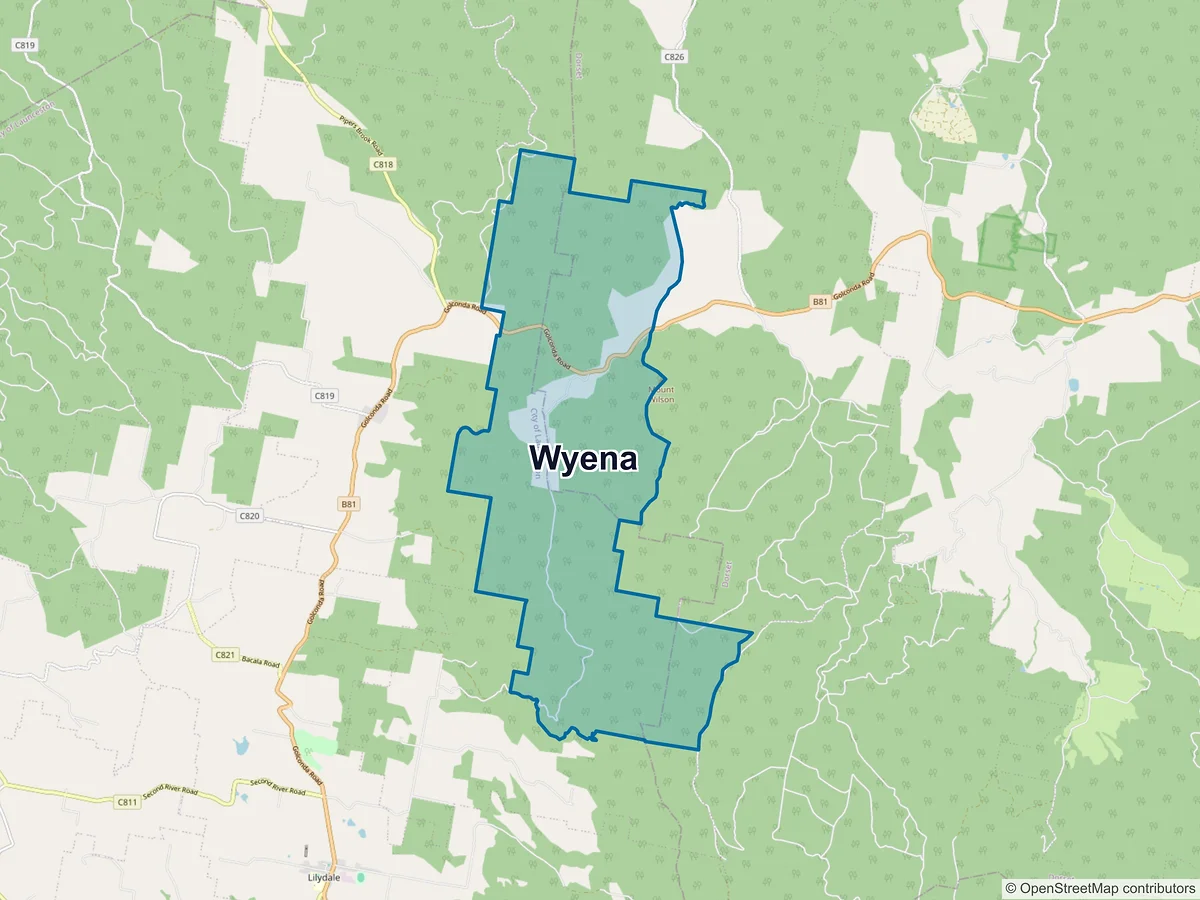 Map of Wyena, TAS, Australia