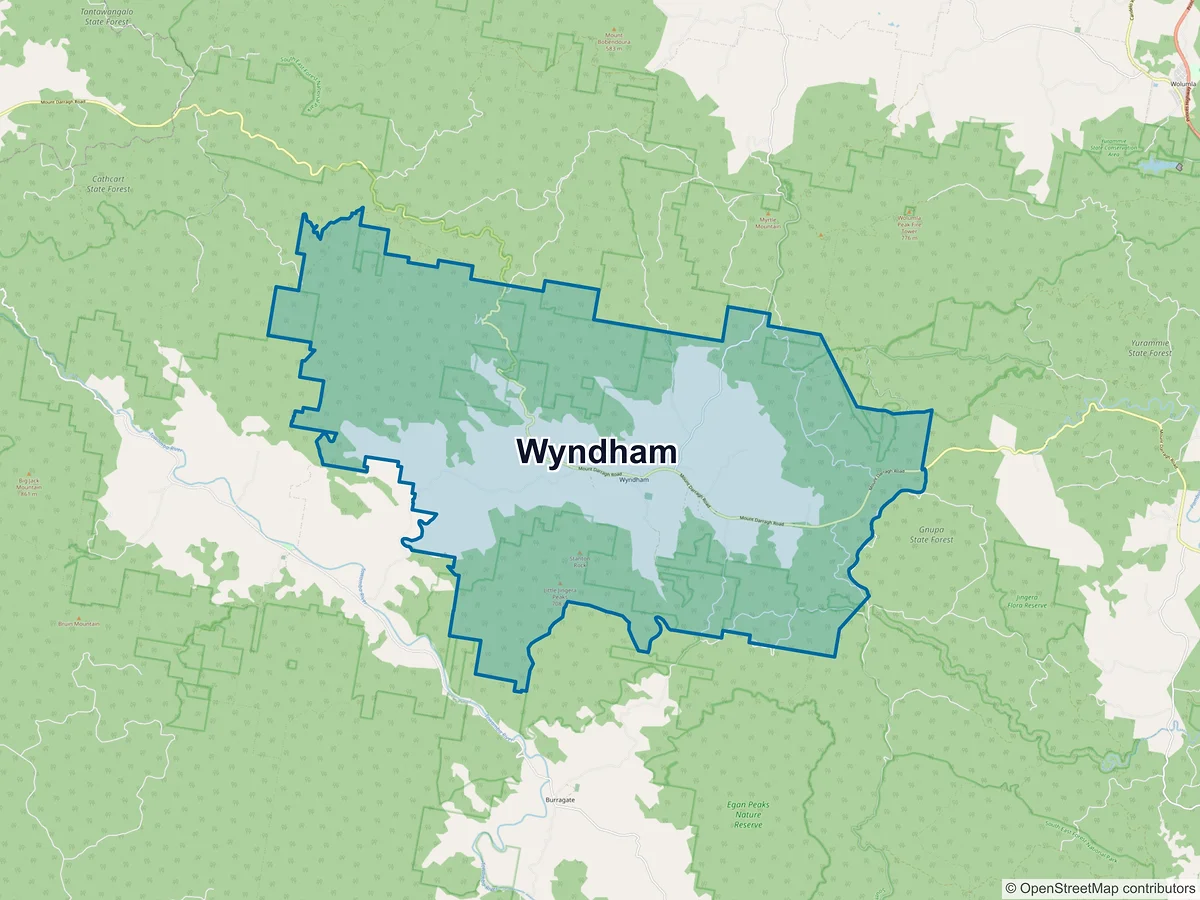 Map of Wyndham, NSW, Australia