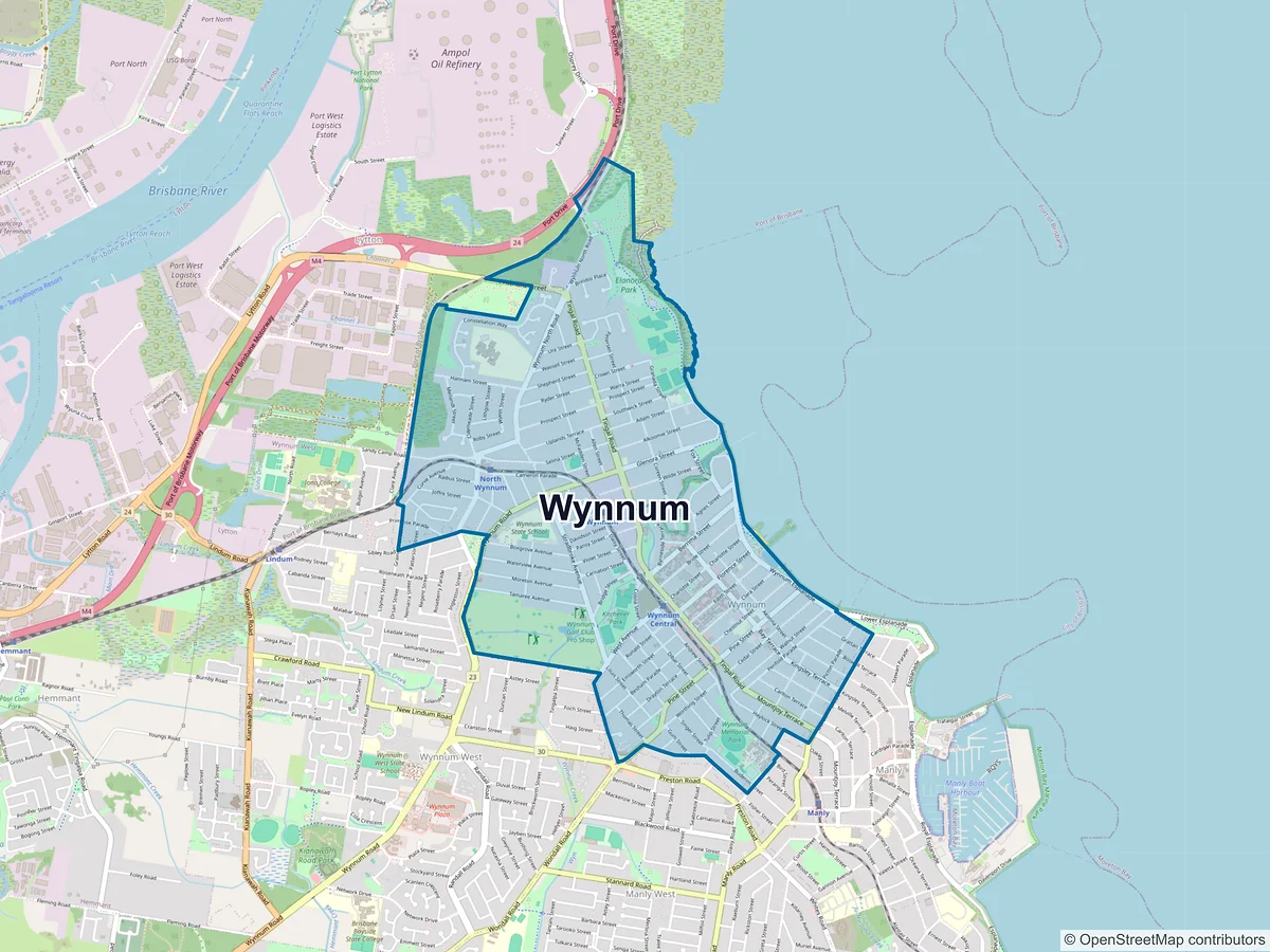 Map of Wynnum, QLD, Australia