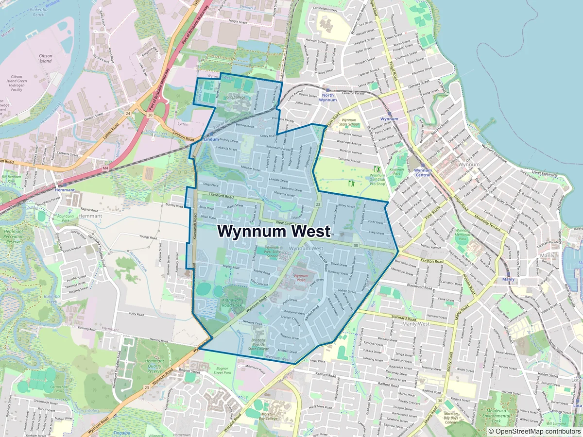 Map of Wynnum West, QLD, Australia